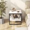 2-Tier Square Accent Table with Storage Shelf and Reversible Design for Home